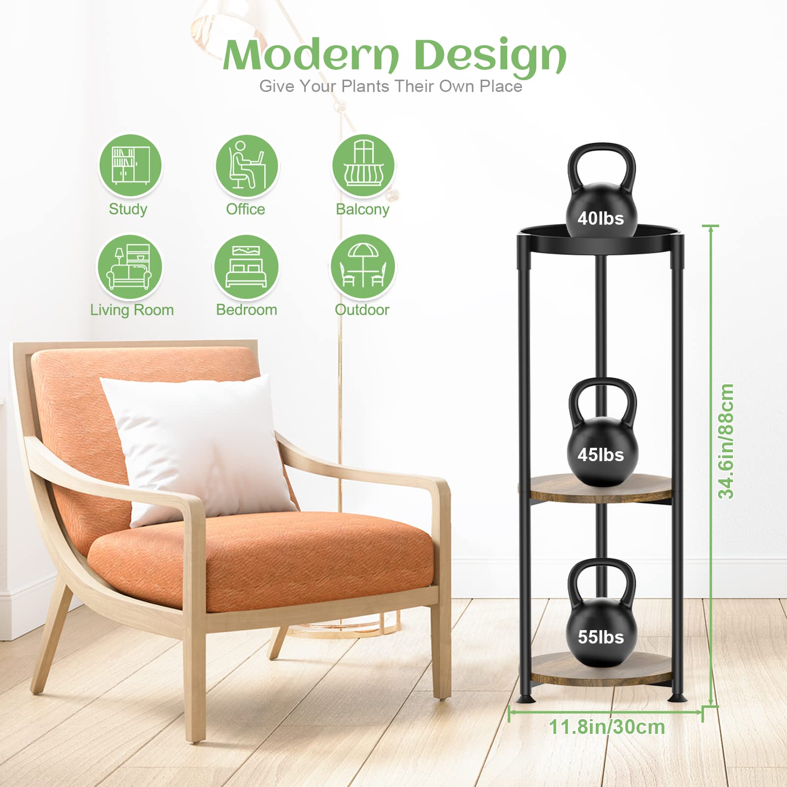 Amazon.co.jp: 3段 トール植物スタンド 屋内 メタルコーナー植物